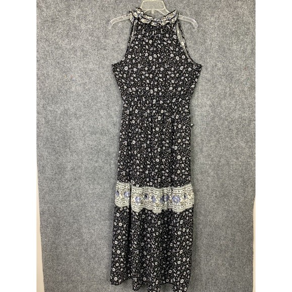 Knox Rose Maxi Boho Gypsy Dress Ruffles Tie & Tassel Black White Sz M - Picture 10 of 10